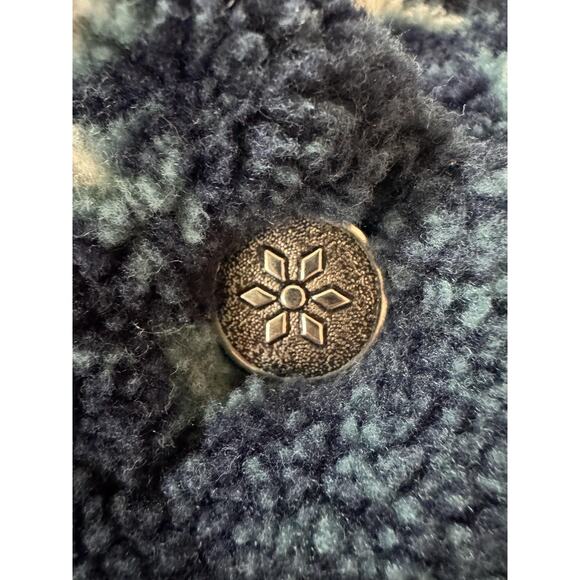 Vintage LL Bean Jacket Fleece Deep Pile Blue Reindeer USA Made 90s M - Picture 10 of 13